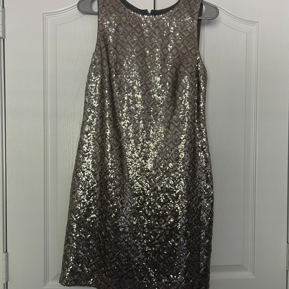 Banana Republic Gold & Silver Sequin Cocktail Party Dress Lined